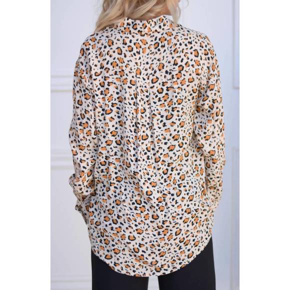 NEW VELVET HEART olivine leopard blouse in beige leopard - Picture 2 of 2